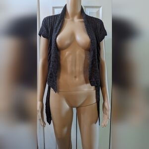 pre-owned maunces brown lightweight wrap sweater size small, TB